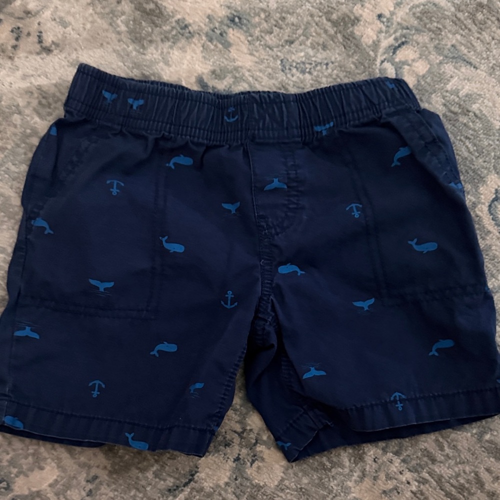 Carter's Navy Shorts with Light Blue Whale Print